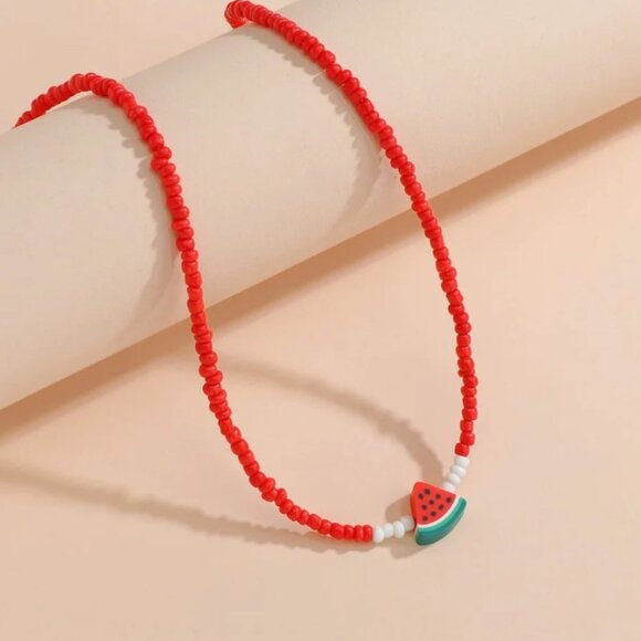 Jewelry - Beaded Handmade Palestine Watermelon Necklace 🍉🍉🍉🍉🍉🍉🍉🇵🇸🇵🇸🇵🇸🇵🇸🇵🇸
